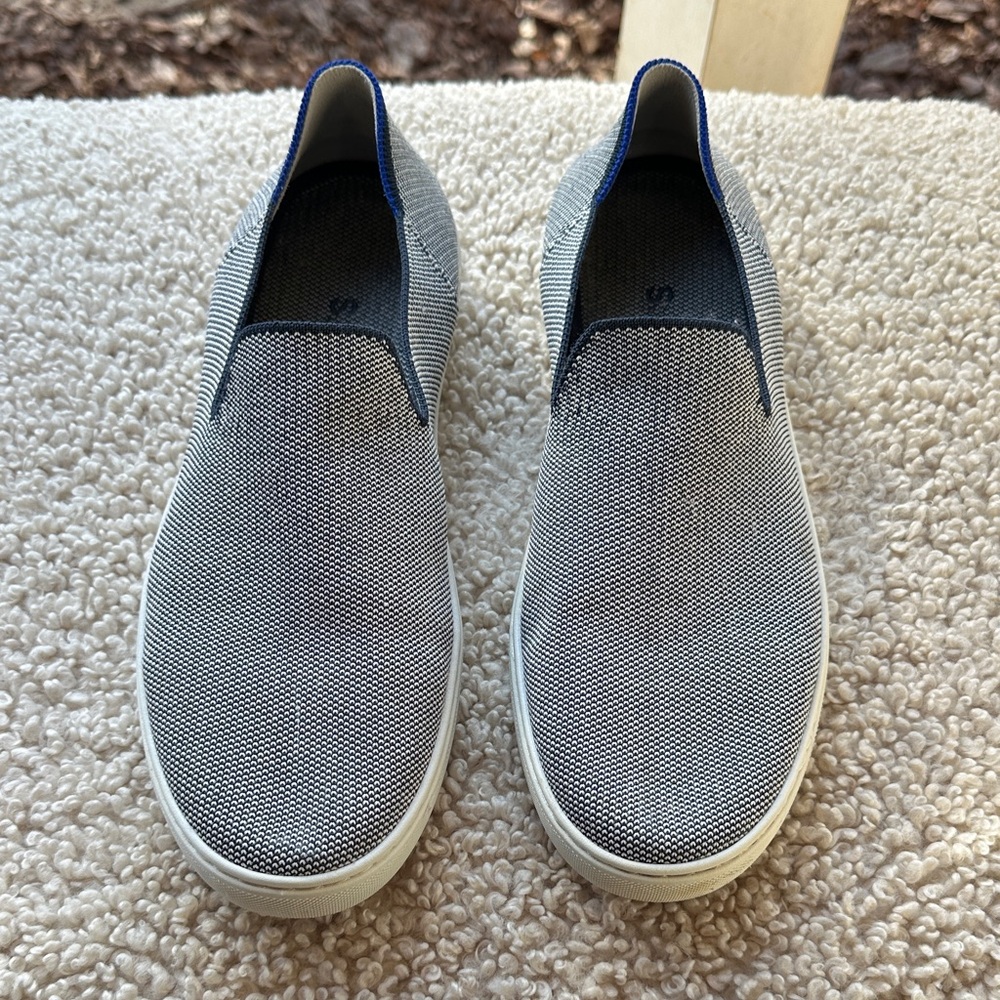 Rothy’s Navy and White The Original Slip-On Sneakers